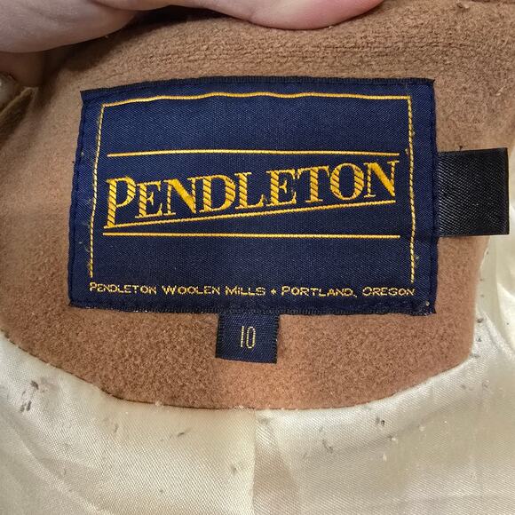 Women's Pendleton Beige Wool Cashmere Blend Hooded Pea Coat | Size 10 - Picture 11 of 13